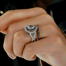 2.60Ct Pear Cut Diamond Bridal Set Halo Engagement Ring in 14K White Gold Finish - £106.15 GBP