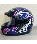 Bieffe Helmet B12 GR.1500 Size Medium 58 Checker Design Black Purple Pin... - £27.21 GBP