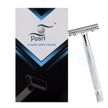 Pearl Shaving Double Edge Safety Razor with 10 Platinum Coated Double Edge Blade - £12.72 GBP