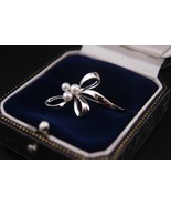 Vintage Mikimoto Silver &amp; Akoya Pearl Bow Brooch – Elegant Japanese Jewelry - $133.00