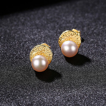 Women&#39;s Simple S925 Silver Stud Earrings Exquisite Tapping Pattern Metal Texture - £15.18 GBP