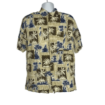 John Ashford Men&#39;s Short Sleeved Tropical Print Button Down Shirt Size Medium - £15.03 GBP