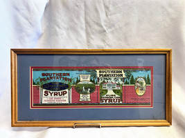 Antq Southern Plantation Pure Georgia Cane Syrup Matted &amp; Framed Origina... - $34.95