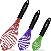 Silicone Balloon Whisk, Heat Resistant Non Scratch Coated Kitchen Whisks For Coo - £22.44 GBP