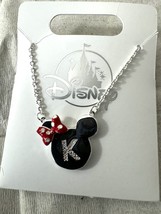 Disney Parks Minnie Mouse Icon Letter K Silver Color Necklace Child Size... - $32.90