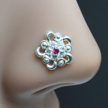 Medusha Indisch 925 Sterling Silber Rosa Weiß Cz Nieten Korkenzieher Nas... - £8.98 GBP