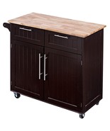 Heavy Duty Rolling Kitchen Cart with Tower Holder and Drawer-Brown - Col... - £178.56 GBP