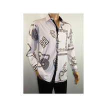 Men Sports Shirt by DE-NIKO Long Sleeves Fashion Print Soft Modal 2F008 White image 9