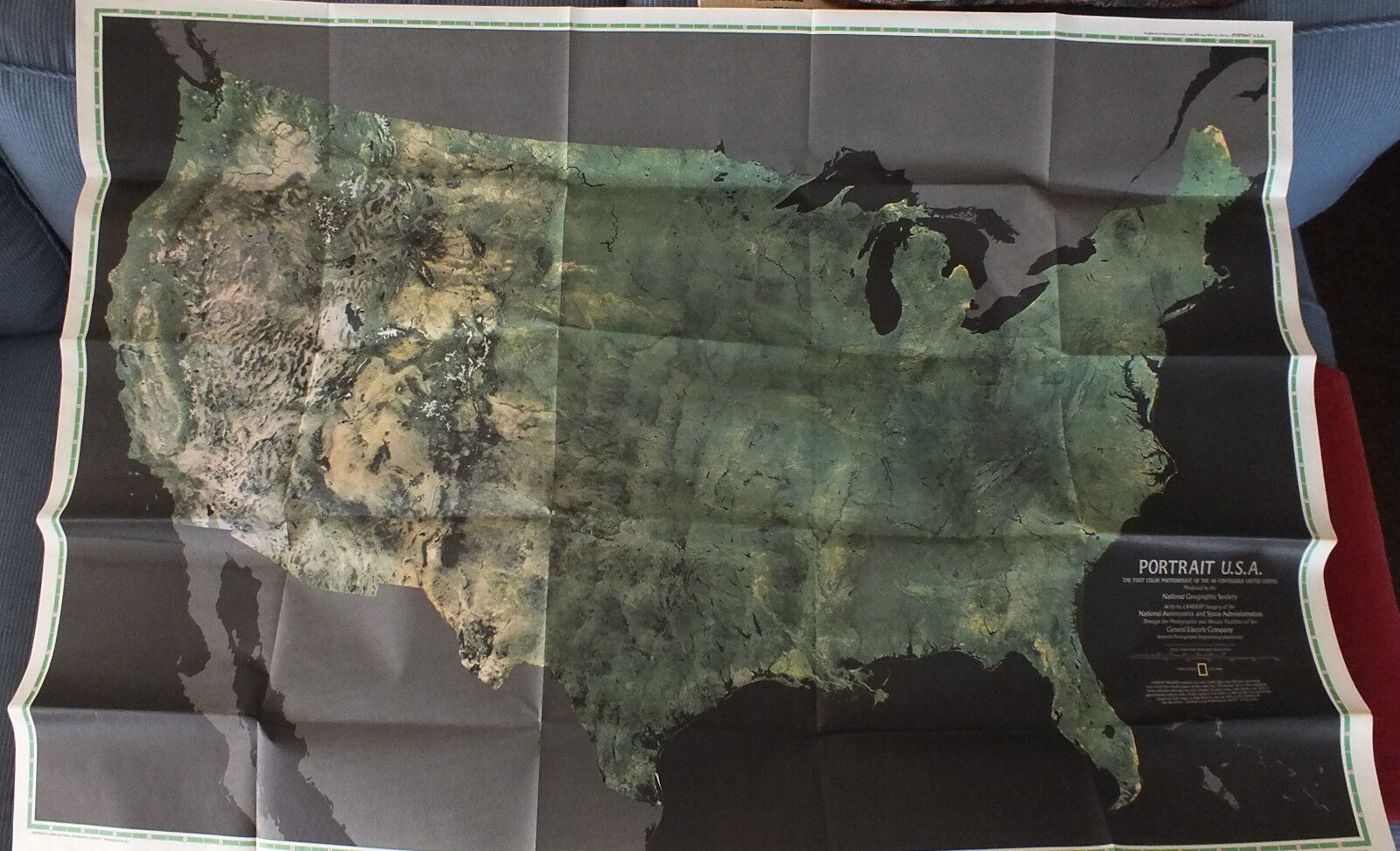 Vintage 1976 MAP &amp; PORTRAIT U.S.A. National Geographic 28&quot; x 42&quot; NICE SE... - $8.60
