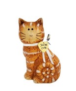 Vtg Hand Painted Ceramic Pottery Orange Striped Tiger Cat, Kitten, Tabby... - £14.73 GBP