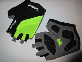 Trideer Cycling Biking Bike MTB Half Finger Gloves Black Green Small Gel Palm - £9.43 GBP