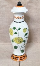 Tall Art Pottery Ceramic Jar Canister w Lid Shabby Floral Butterflies - £17.01 GBP