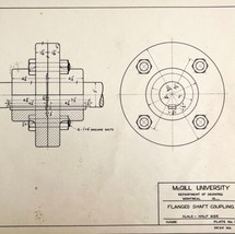 McGill University Flanged Shaft 1965 Mechanical Drawing Print Engineering DWEE12 - £23.53 GBP
