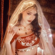 Arabian Embroidered Dancing Gown | Women Top Pants Veil Waist Chain Costume - £318.54 GBP