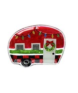 Lori Siebert Server Plate Glass Fusion Red Holiday Camper Shaped NWT - $23.59