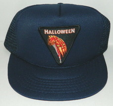 Halloween Movie Bloody Knife and Pumpkin Logo Patch on a Black Baseball Cap Hat - £11.59 GBP