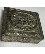 Vintage Japan Silver Metal Trinket Box With Red Velvet Lining 4&quot; X 3&quot; X ... - $16.23 CAD