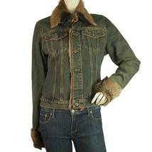 Vent Couvert Jeans Blue Denim Jacket w. Fur Cuffs Collar Trim size 3 - $361.35