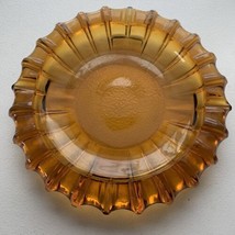 Vintage Large 10 inch Honey Amber Depression Glass Ashtray Sunburst Pattern - $10.00