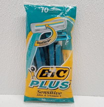 Vintage 1999 Bic Plus Sensitive Aloe &amp; Vitamin E Shavers Pack Of 10 - New NOS - £11.13 GBP