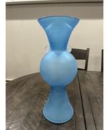 Blenko Glass Victorian Frosted Azure Large Vase #1407 17.5” - $16,365.52 MXN