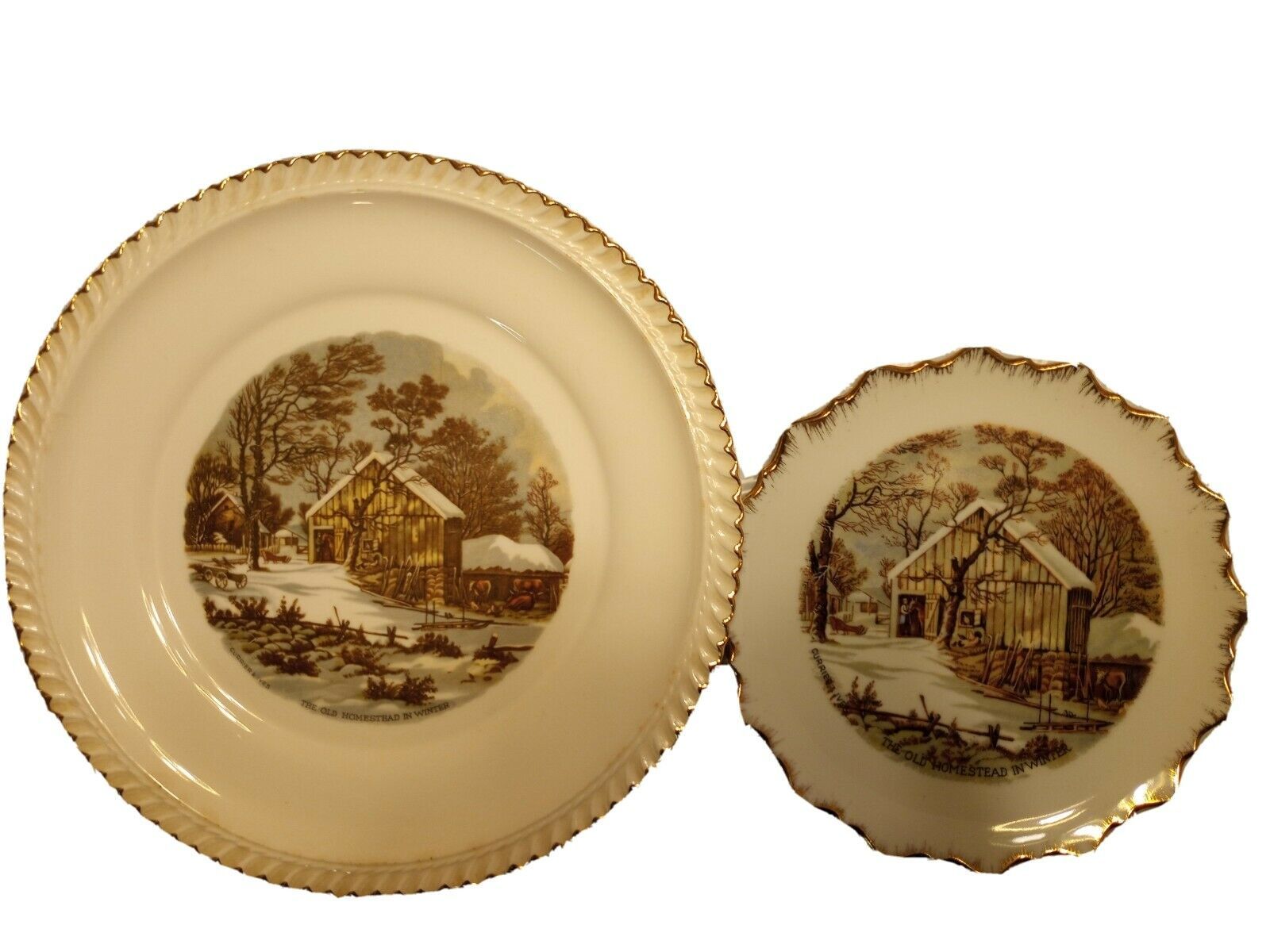 Currier and Ives The Old Homestead In Winter Collector Wall Plates(set4) Vintage - $25.73