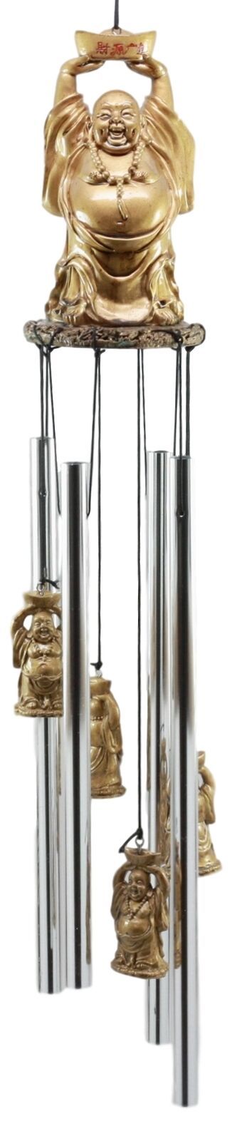 Feng Shui Lucky Buddha With Golden Nugget Wind Chime 23&quot;Long Garden Pati... - $30.99