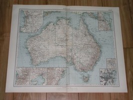 1927 Map Of Australia / Melbourne Sydney Canberra Perth Brisbane Inset Maps - £21.99 GBP