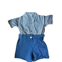 Vtg 40s Deadstock Boys 2-Piece Blue Striped Set - Sz 6 American Pickers ... - €42,38 EUR