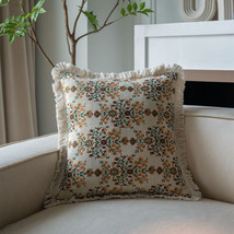 Jacquard Weave Pillow Cover Beige Plum Blossom Flower Sofa Cushion Cover... - $19.79