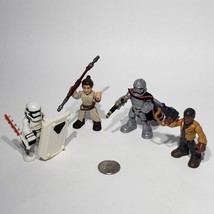Lot of 4 Star Wars Galactic Heroes Figures Riot Trooper Phasma Rey Jakku Finn - $14.95