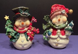 2 Resin Bobble Head Snowmen Figurines Christmas Figures Winter Frosty 6” - £12.57 GBP