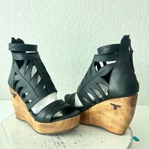 Lane Boots BECCA Womens Black Wedges Western Sandals Cowgirl Wooden Heel... - $148.50