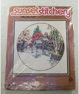Sunset Stitchery FALL MILL POND 16X16 NEW 1978 Complete Charlene Gerrish... - £20.16 GBP