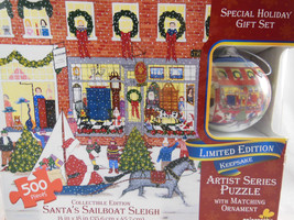 Artist Series Puzzle and Matching Ornament Santas Sailboat Sleigh New in Box  - £7.77 GBP