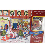 Artist Series Puzzle and Matching Ornament Santas Sailboat Sleigh New in... - $13.52 CAD