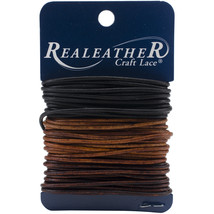 Realeather Crafts Round Leather Lace 2mmX8yd Carded-Ebony, Cedar &amp; Mahogany - £11.22 GBP