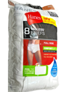 Hanes Full Rise Brief Men 3XL (48-50&quot;) White Tagless Cotton 8 Pairs Comf... - £14.11 GBP