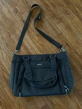 baggallini Dark Gray  CANVAS SHOULDER BAG BODY HANDBAG TOTE HOBO CARRY ALL - $27.99