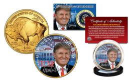 Donald Trump 45th Pres 24K Gold Plated American Gold Buffalo Indian Tribute Coin - $9.46