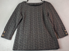 Talbots Blouse Top Womens Petite Small Multi Polka Dot Knit Cotton Long Sleeve - £14.85 GBP