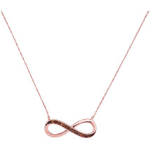 10k Rose Gold Womens Round Red Color Enhanced Diamond Infinity Pendant N... - $150.00