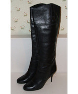 MIU MIU Women&#39;s Italian Black Leather Fashion Knee-High Zipper Boots 38.... - £98.32 GBP
