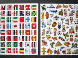 TEACHING TREE Flags &amp; Native Costumes Stickers (2 Sheets) Poster World M... - £7.00 GBP