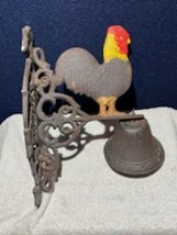 Vintage 12.5&quot; Cast iron Rooster Dinner Bell Country Rustic - £31.03 GBP