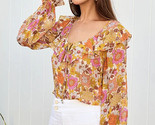 Veronica Beard Kitt Floral Sheer Silk Blouse Women&#39;s size 8 - $49.45
