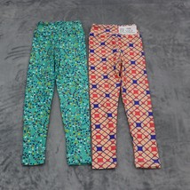LulaRoe Pants S to M 8W Green Orange Comfortable Printed Set of 2 Leggings - $26.71