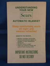 Vintage Sears Automatic Blanket Instruction Manual - £23.24 GBP