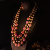 vintage Luxury Pale Pink Three-layer Pearl Necklace - $78.11