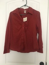 Covington Women&#39;s Burgundy &amp; Black Striped Button-Up Long Sleeve Shirt Size L - $42.68